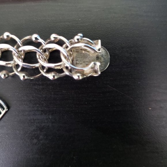 ELCO Sterling Silver Charm Bracelet, Double Chain with Ball Accents/Heart 7.25" - Picture 15 of 17